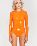 Latex Long-Sleeve Bodysuit – Orange