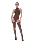 Sheer Latex High Collar Bodysuit – Black