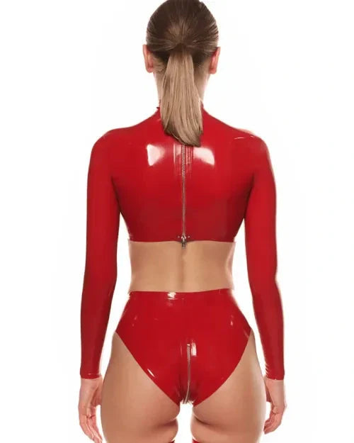 Latex High-Neck Top – Red