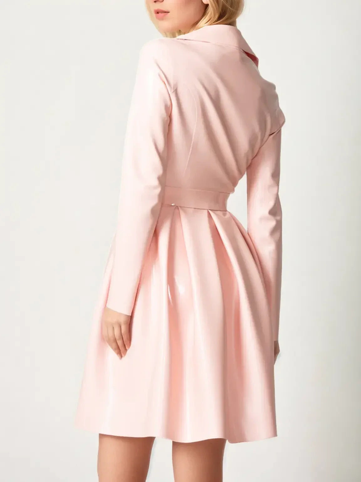 Light Pink Latex Biker Jacket Dress
