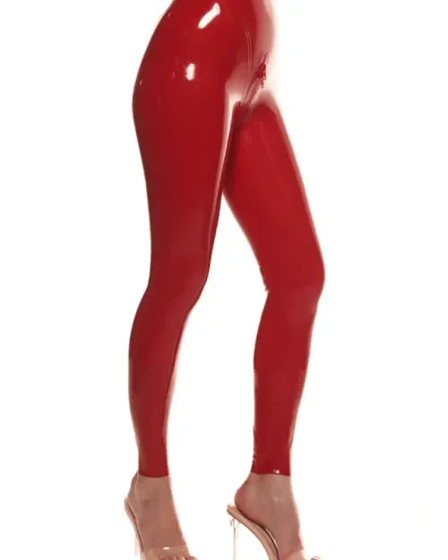 Latex Leggings with Seam Detail – Red