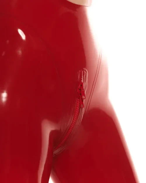 Latex Leggings with Seam Detail – Red