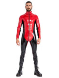 Latex Men's Catsuit with Front Zip – Red and Black