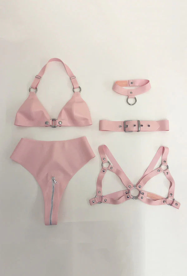 Latex Harness Bra with O-Ring & Buckle Hardware