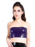 Latex Strapless Bandeau Crop Top – Purple
