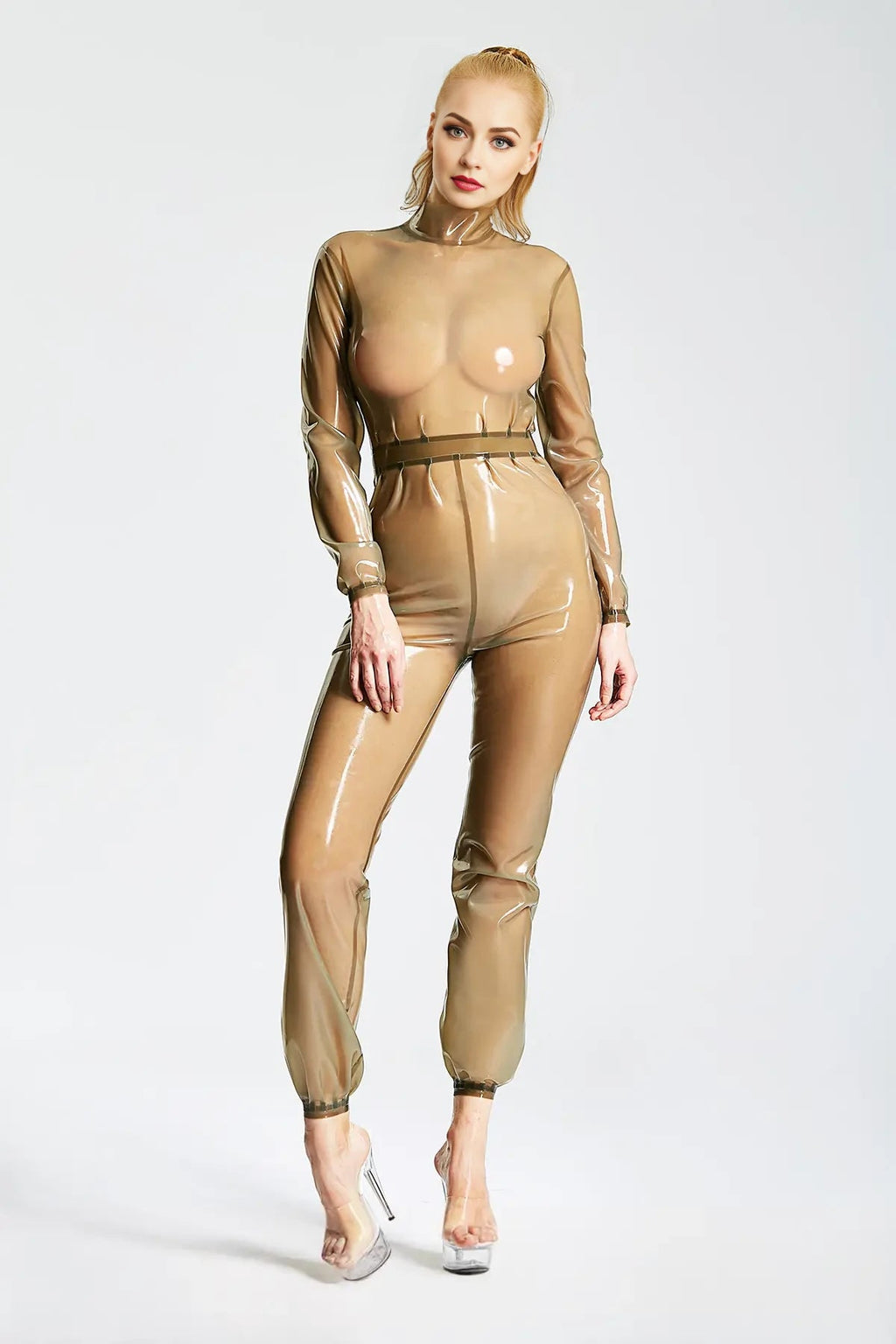 Translucent Grey Latex Harem Catsuit