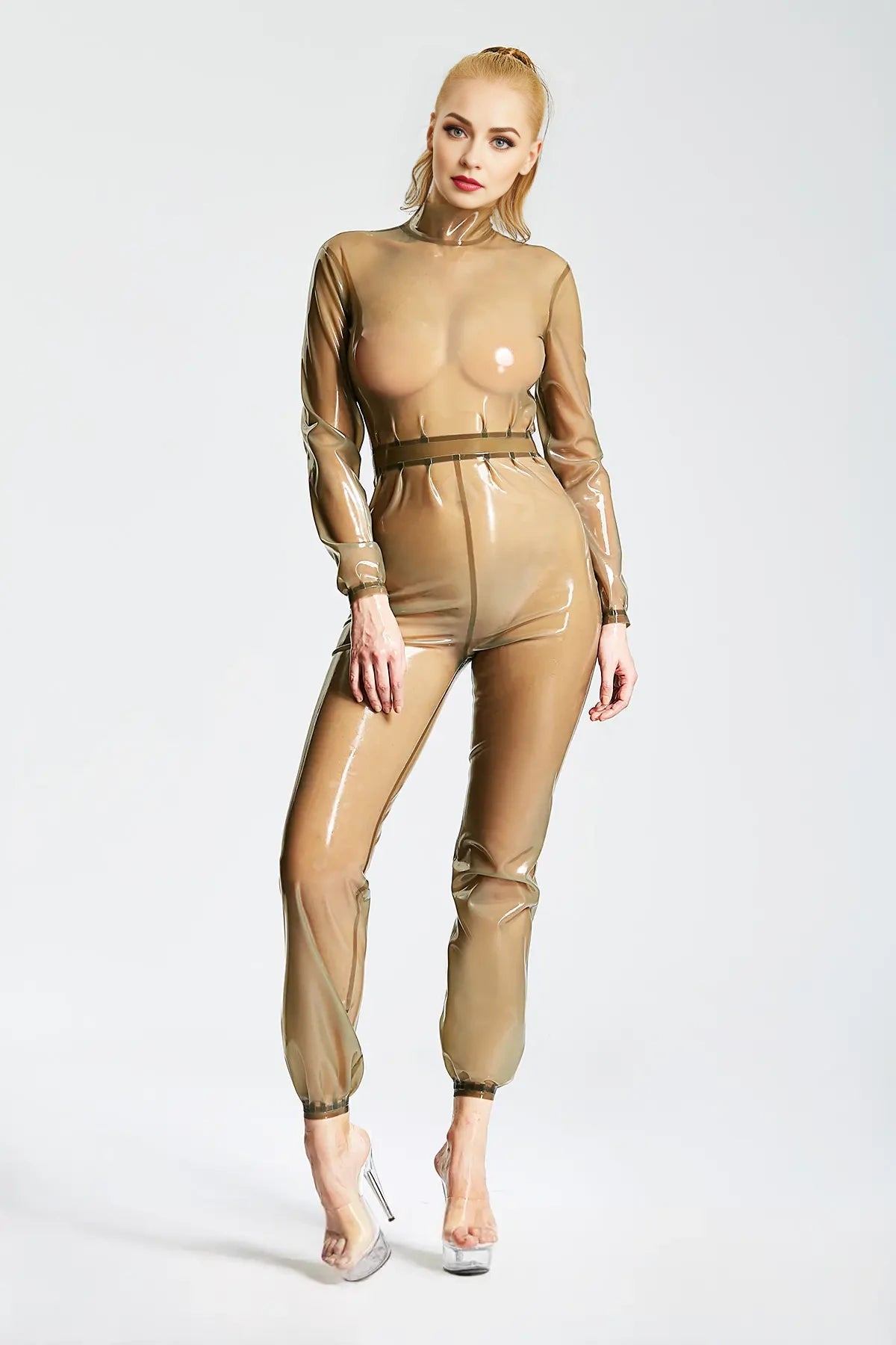 Translucent Grey Latex Harem Catsuit