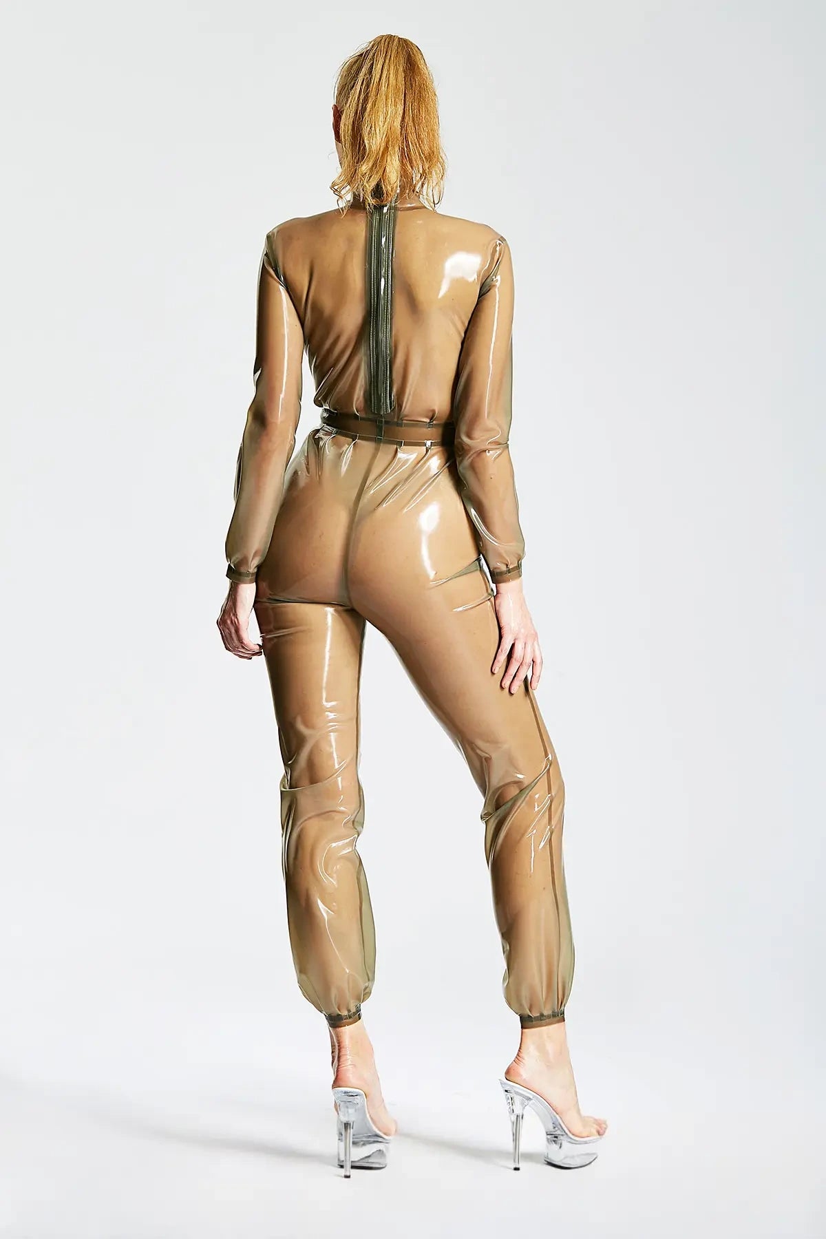 Translucent Grey Latex Harem Catsuit