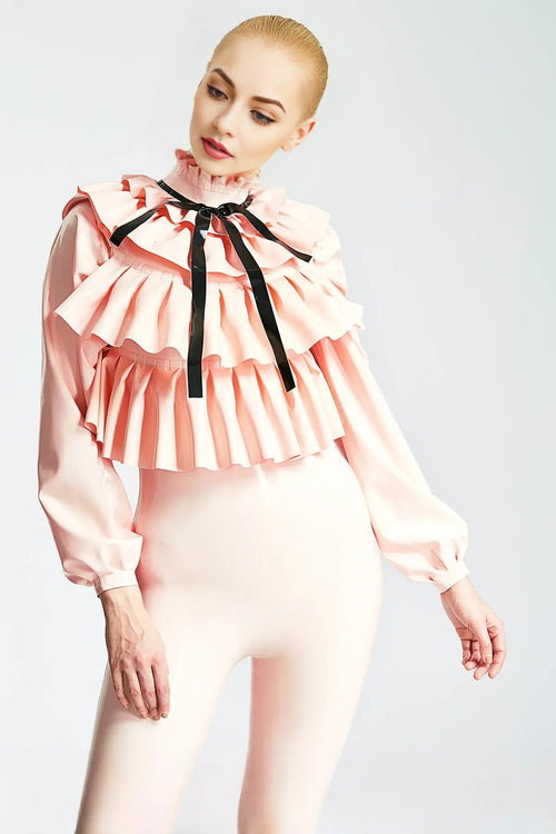'Frills Galore' Latex Shirt-Style Catsuit