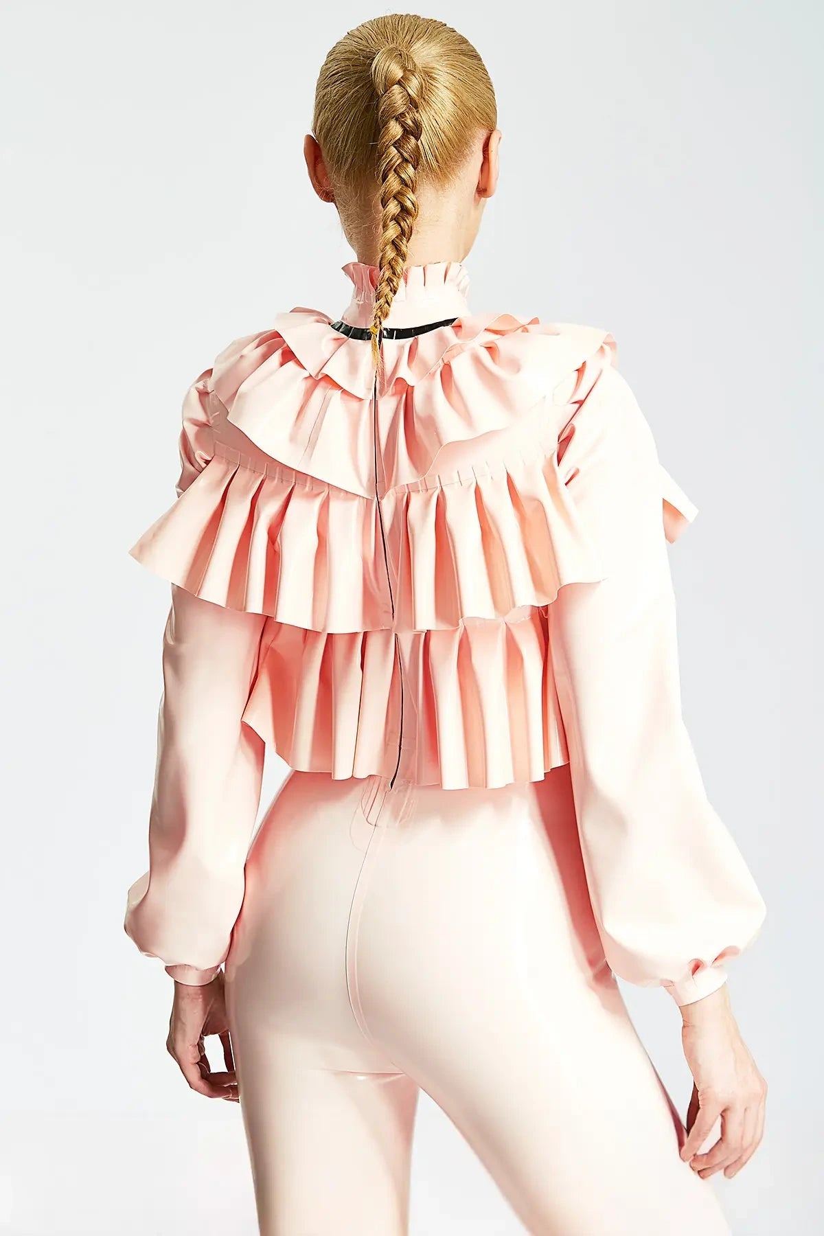 'Frills Galore' Latex Shirt-Style Catsuit