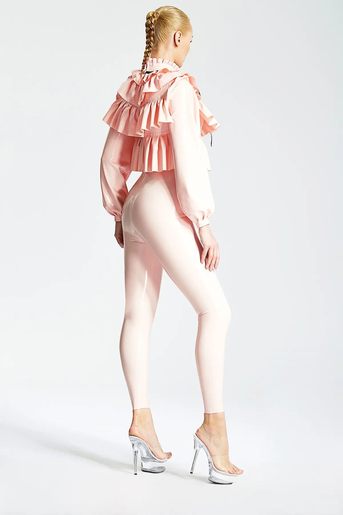 'Frills Galore' Latex Shirt-Style Catsuit