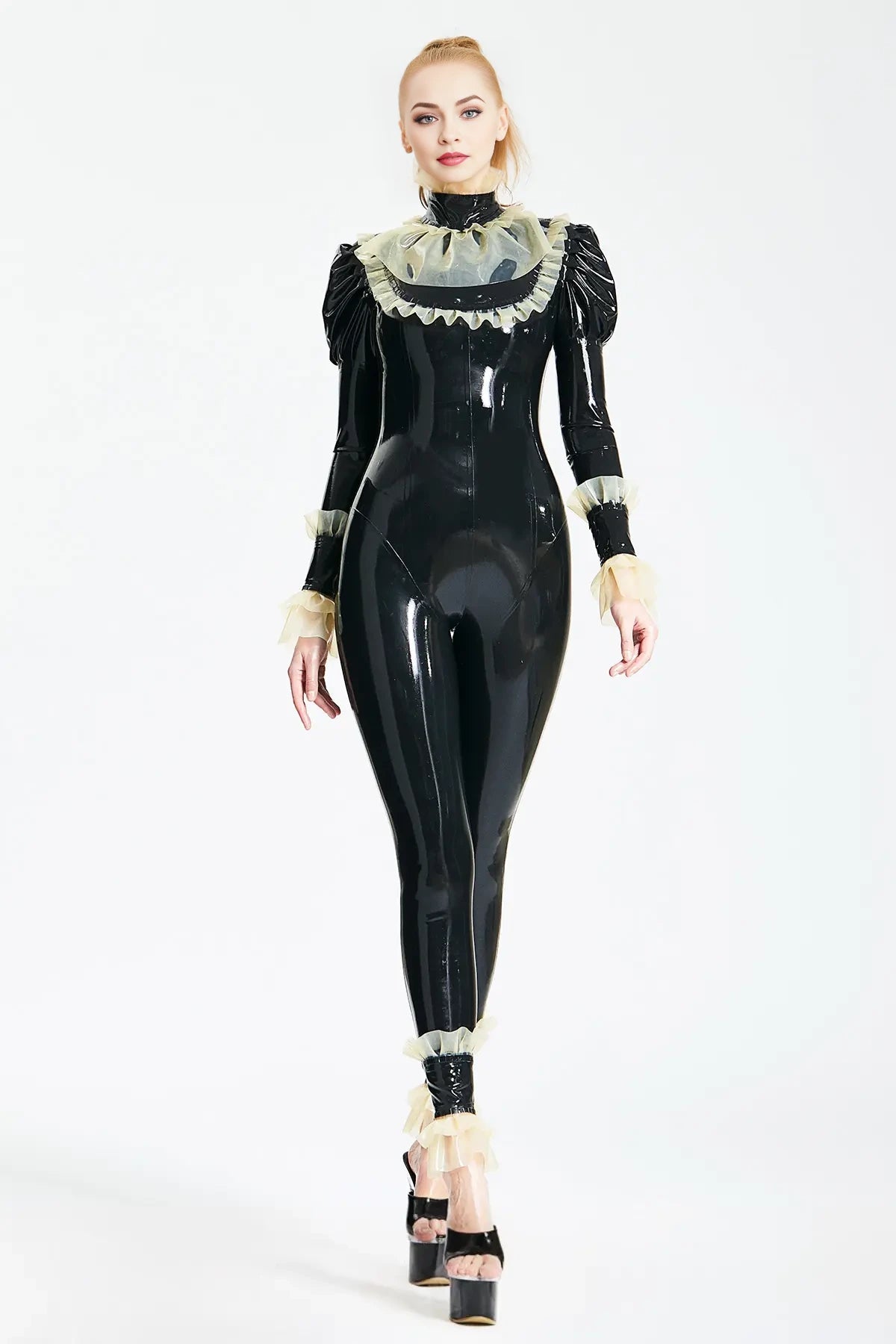 Froo Froo Latex Catsuit with Puffed Sleeves