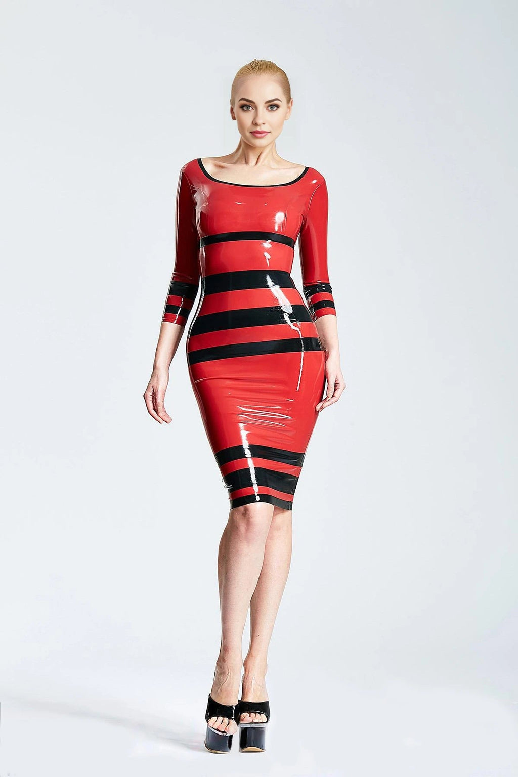 'Horizontale' Latex Boatneck Dress
