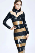 'Harmony' Latex Striped Maxi Dress