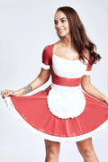 'Serveur Féminin' Latex French Maid Waitress Dress – Red and White