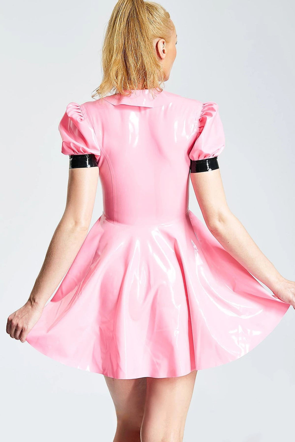 Latex Lolita Maid Dress & Apron – Pink & Black