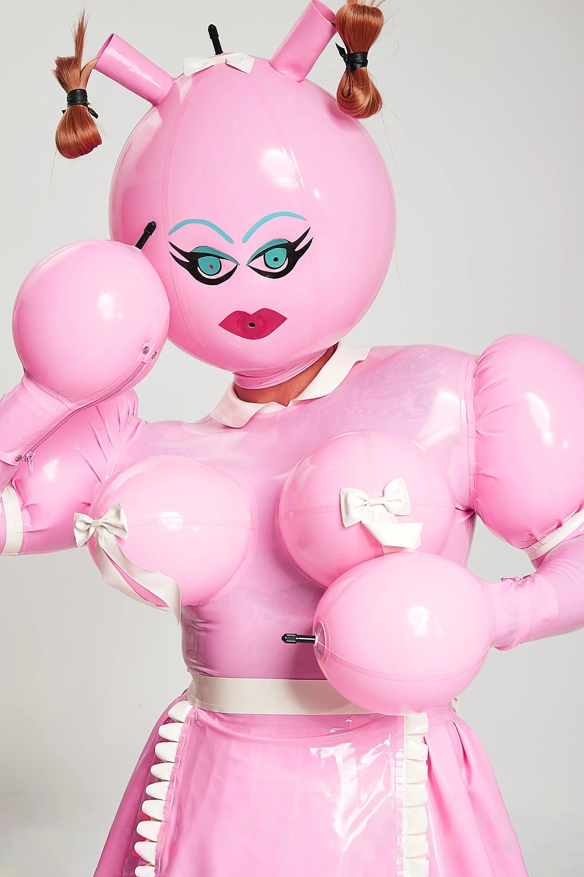 Unisex 'Polly-Waffle' Latex Inflatable Waitress Dress