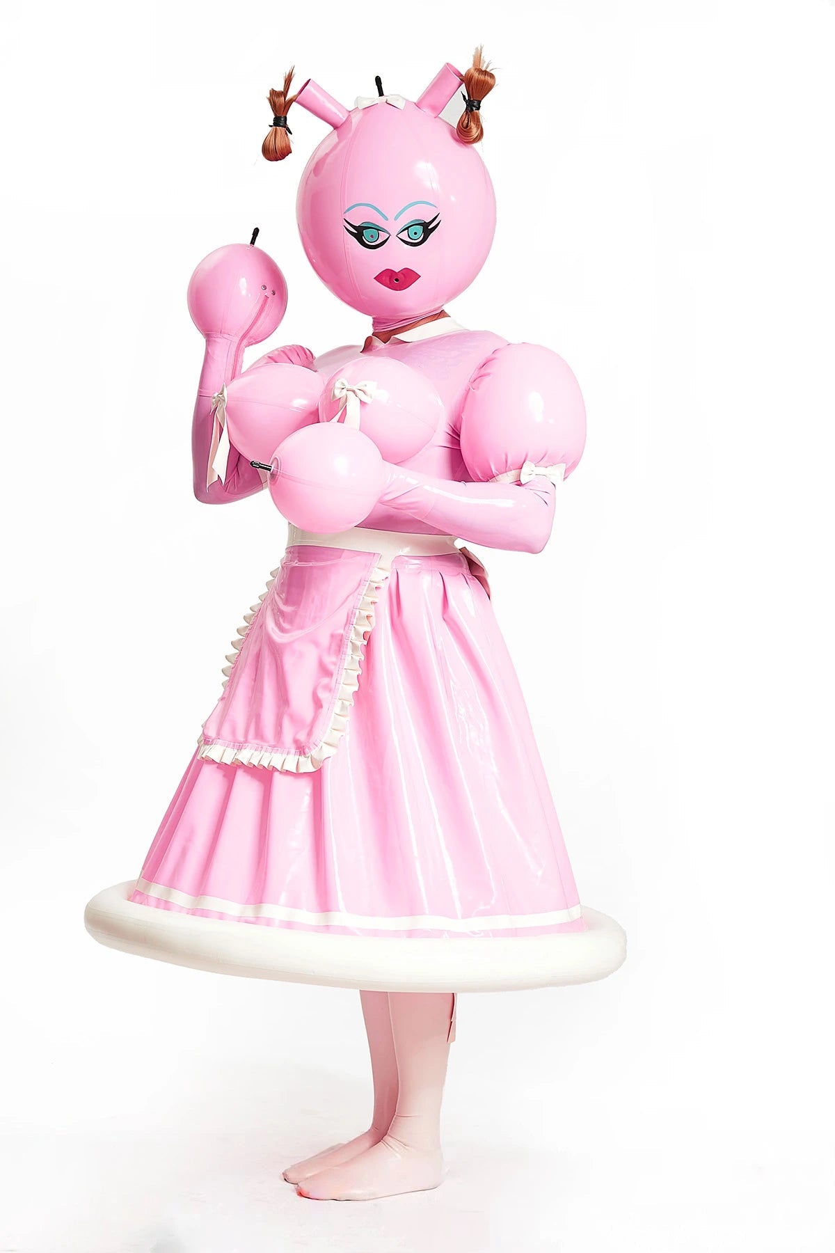 Unisex 'Polly-Waffle' Latex Inflatable Waitress Dress