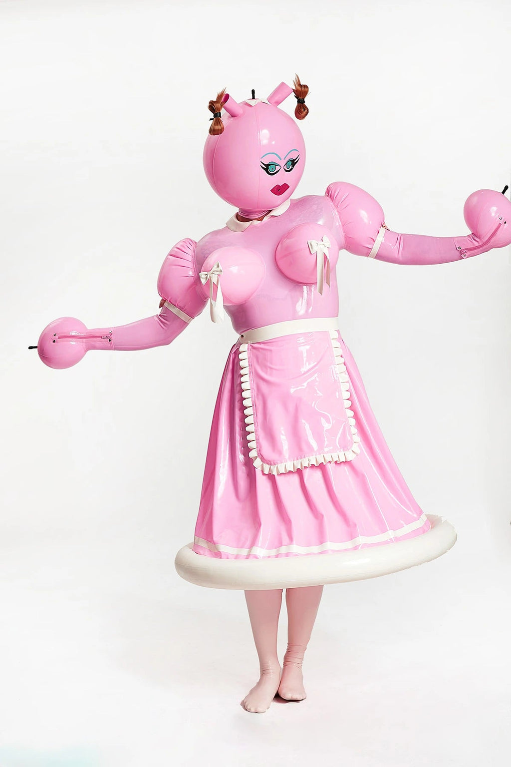 Unisex 'Polly-Waffle' Latex Inflatable Waitress Dress