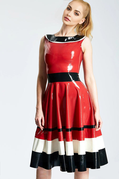 'Horizontally Yours' Latex Full-Skirt Dress
