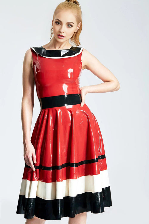 'Horizontally Yours' Latex Full-Skirt Dress