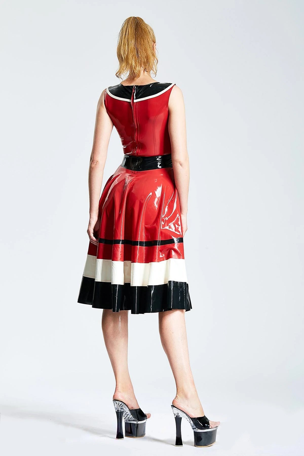 'Horizontally Yours' Latex Full-Skirt Dress