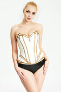 Latex Corset in Cream White with Metallic Gold Trim – Women's Latex Corset