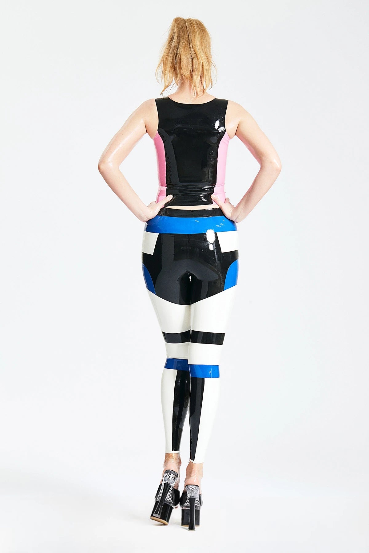 Latex Low-Cut Round Neck Singlet Top
