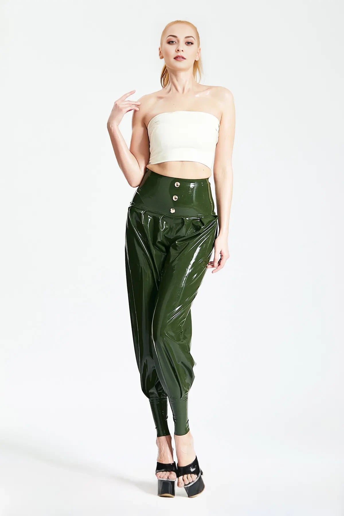 High-Waisted Latex Harem Pants