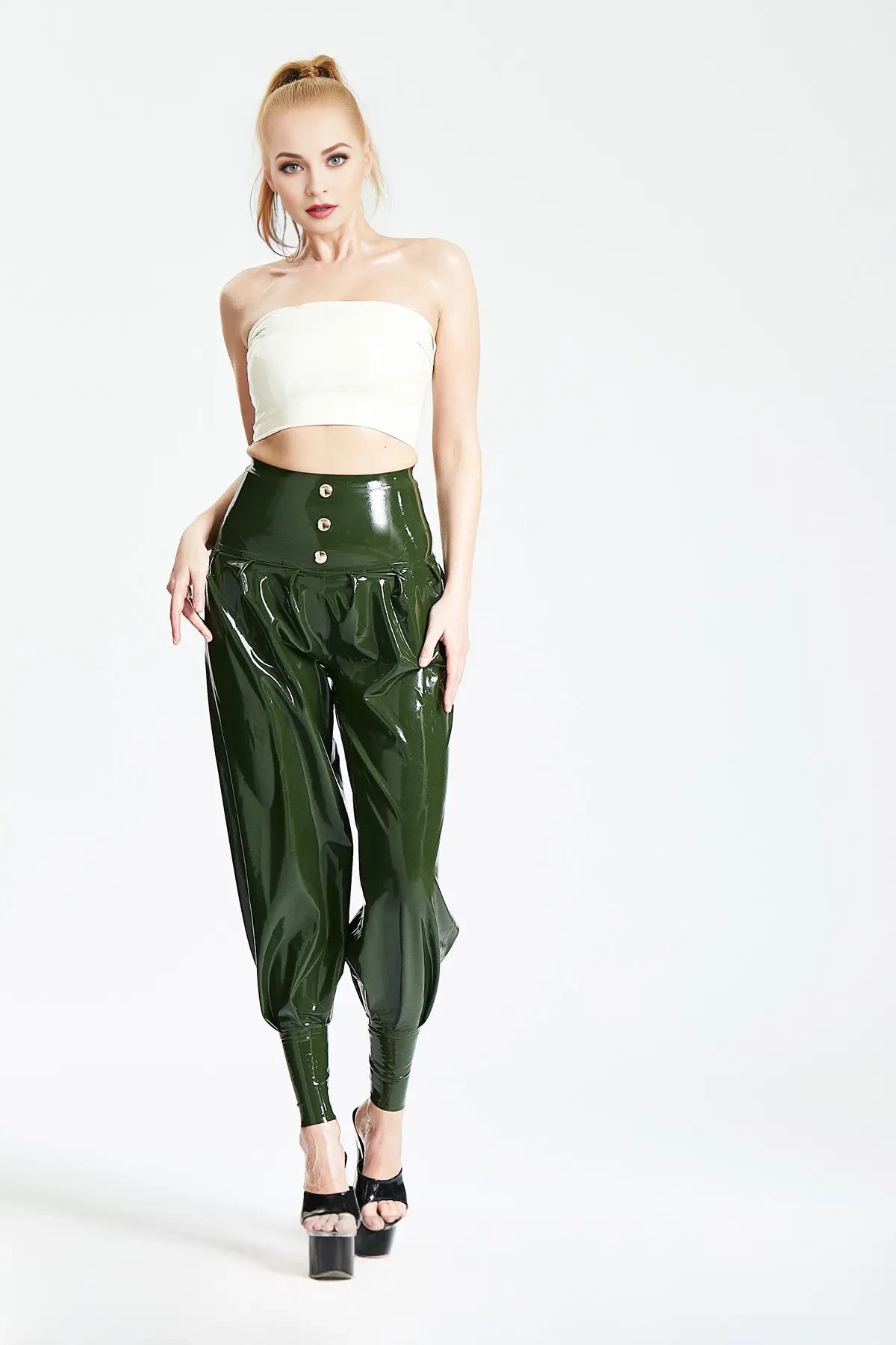 High-Waisted Latex Harem Pants