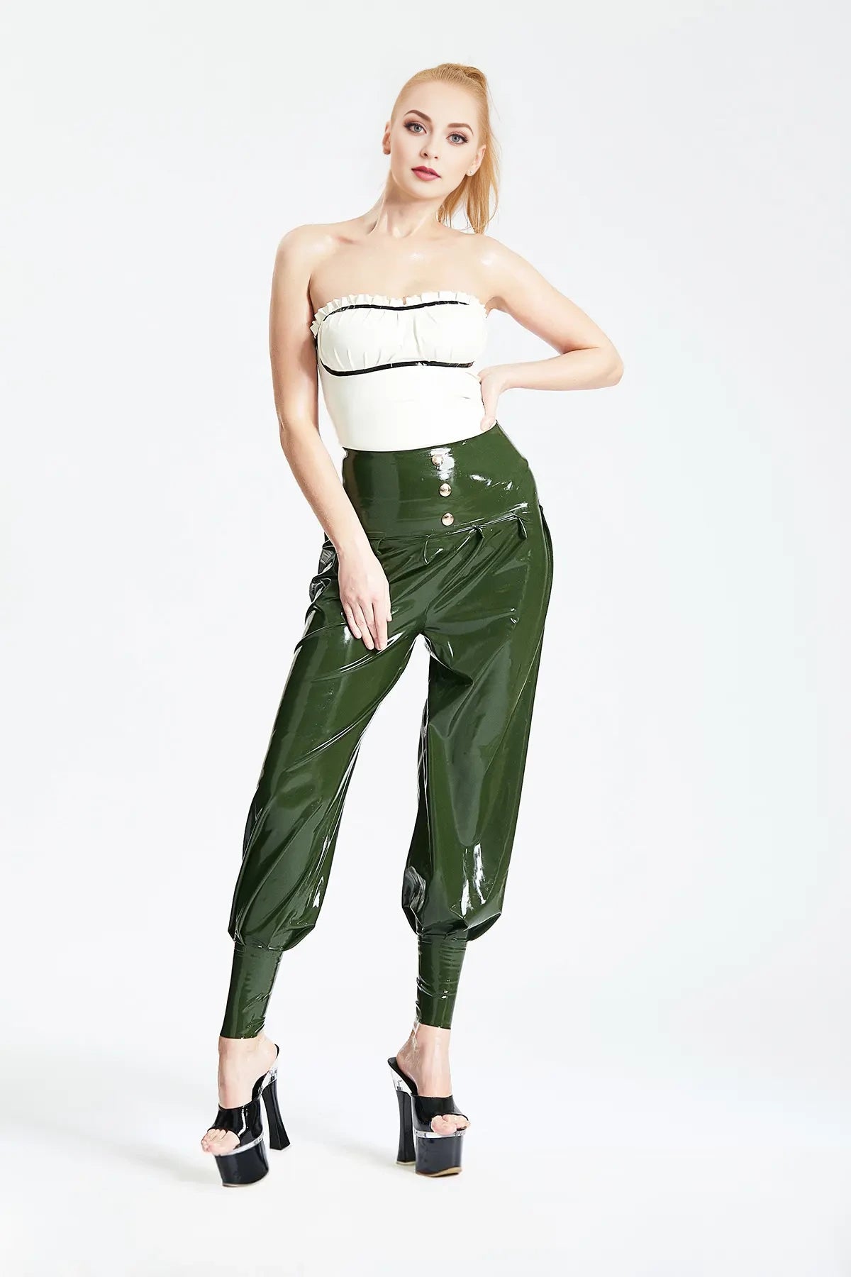 High-Waisted Latex Harem Pants
