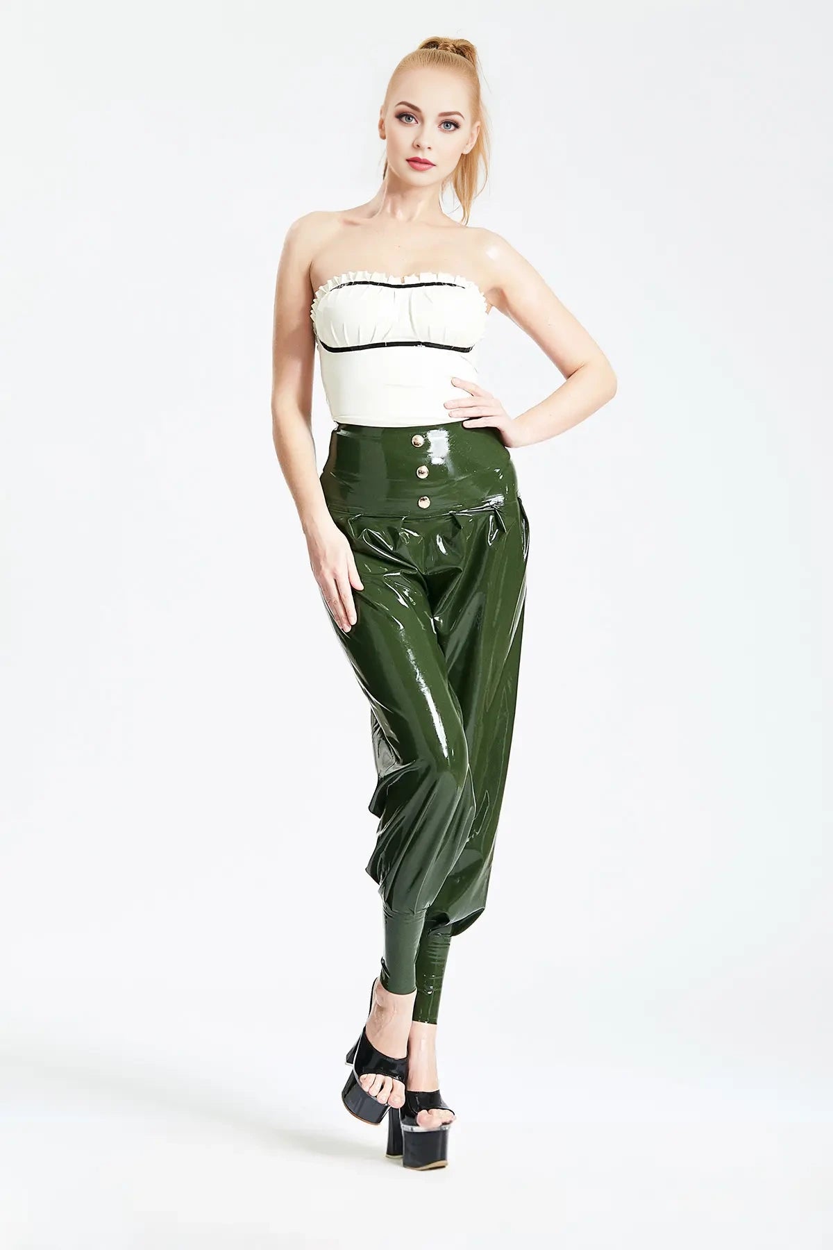 High-Waisted Latex Harem Pants