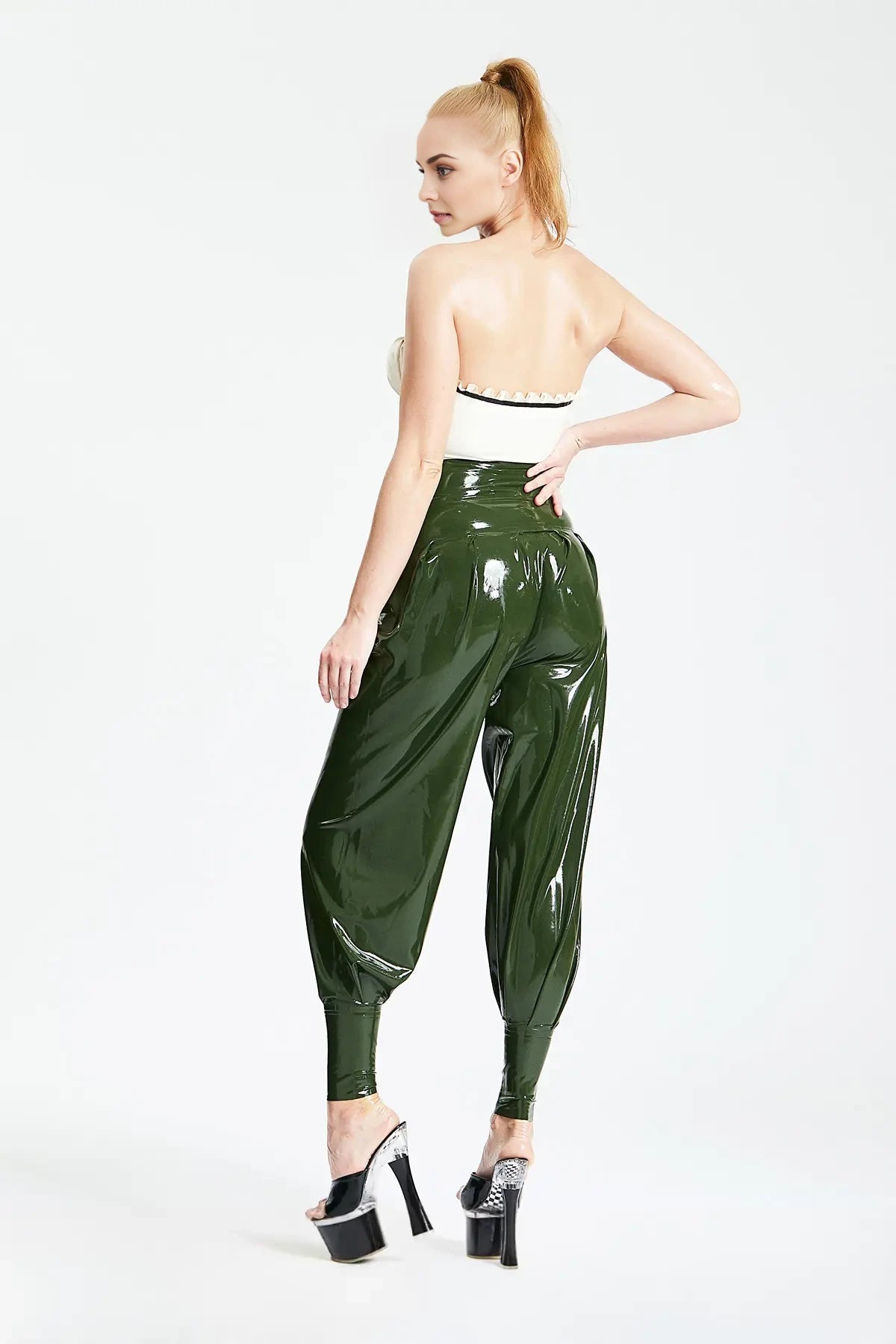 High-Waisted Latex Harem Pants