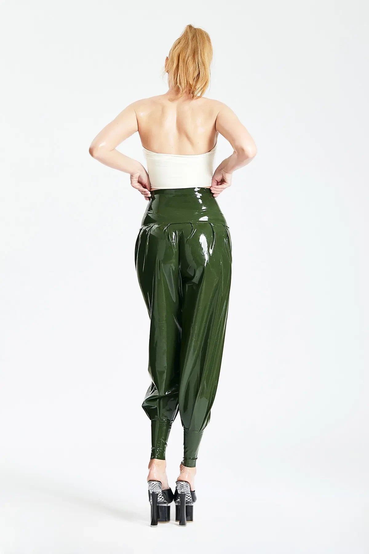 High-Waisted Latex Harem Pants
