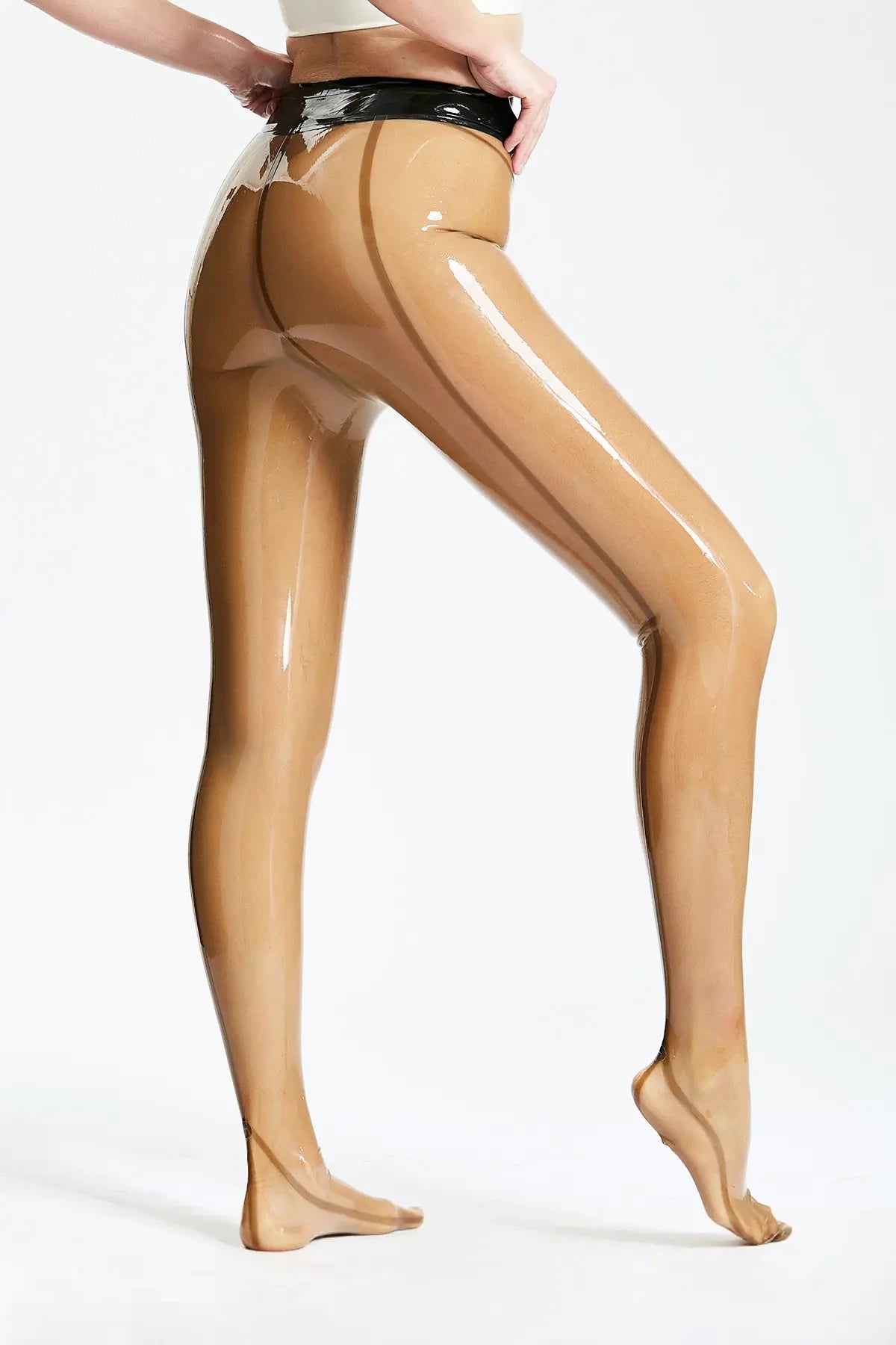 Latex Leggings with Black Trim – High-Gloss Women's Latex Leggings