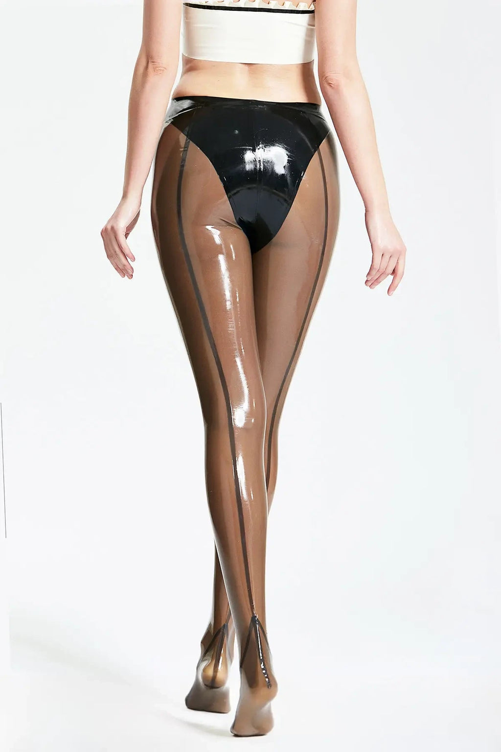 Latex Leggings in Translucent Grey with Black Trim – Women's Latex Leggings