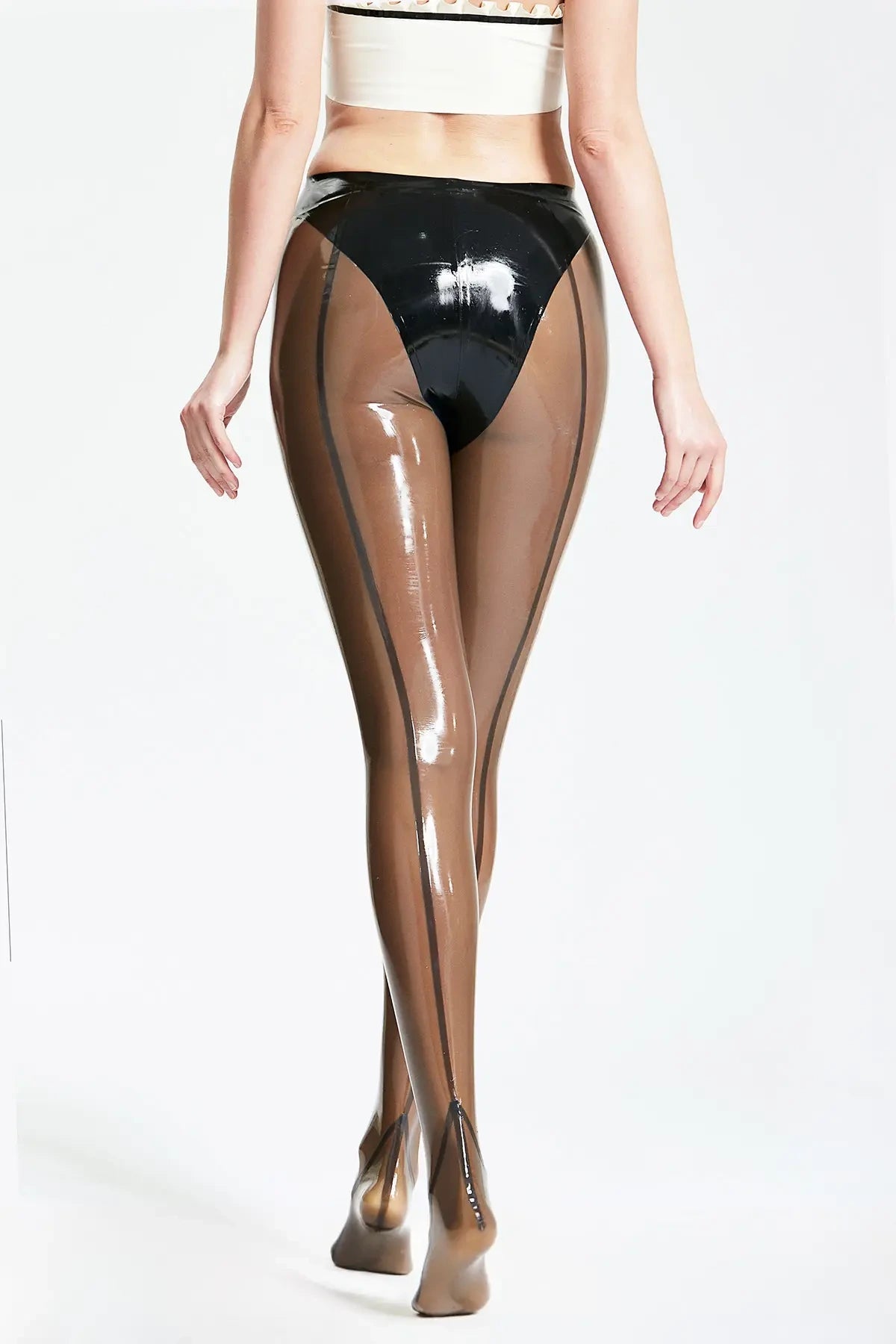 Latex Leggings in Translucent Grey with Black Trim – Women's Latex Leggings