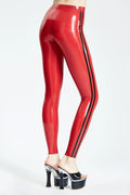 Latex Leggings in Red with Black Trim – High-Gloss Women's Latex Leggings