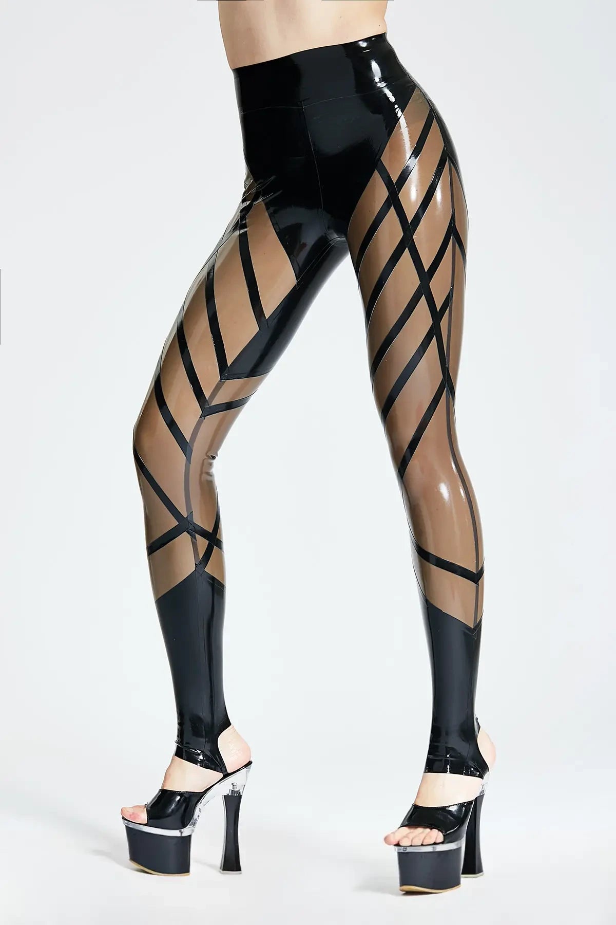 Latex Stirrup Leggings in Smoky Black and Black – Women's Latex Leggings