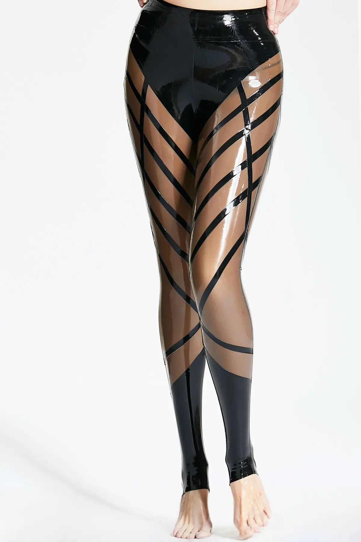 Latex Stirrup Leggings in Smoky Black and Black – Women's Latex Leggings