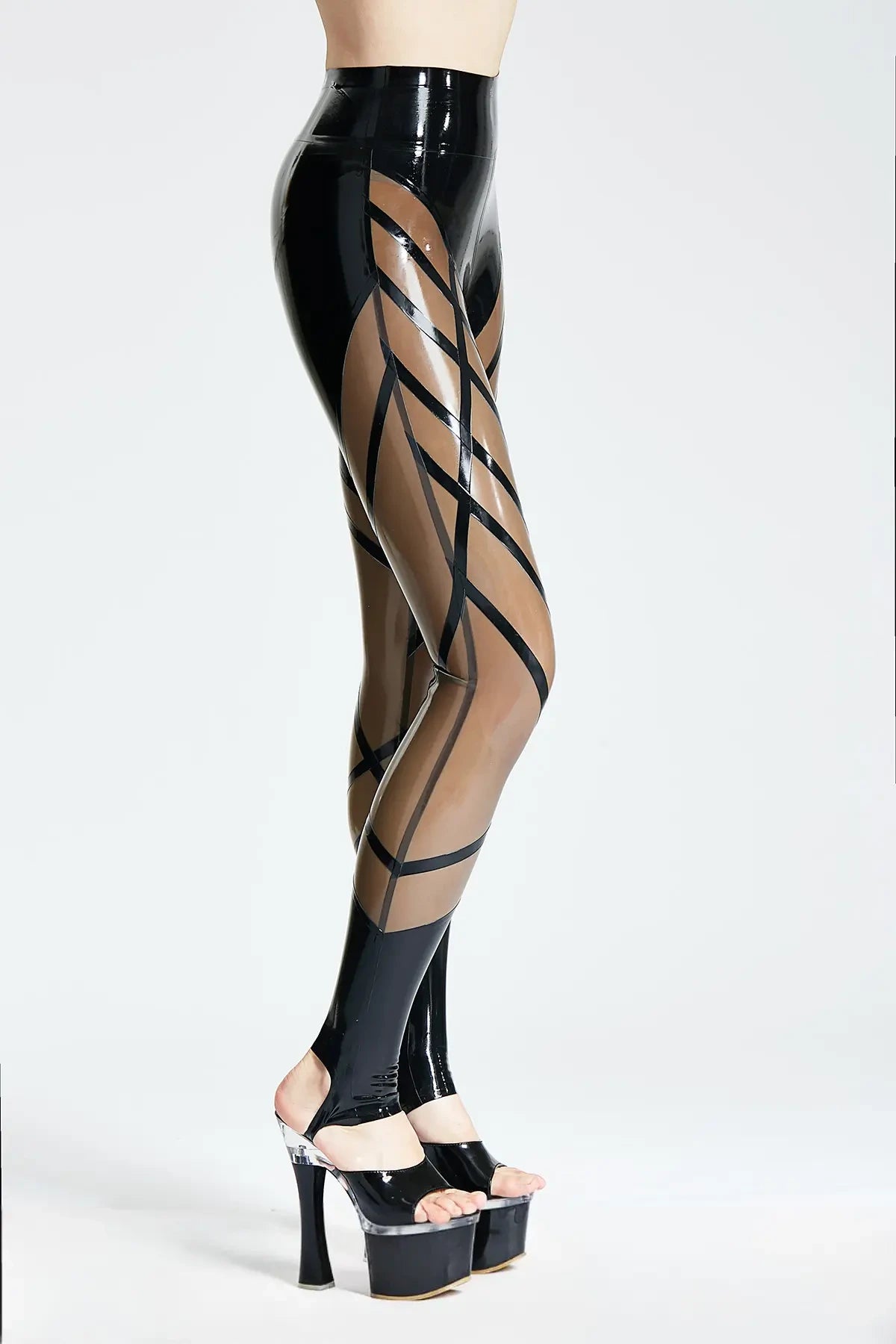 Latex Stirrup Leggings in Smoky Black and Black – Women's Latex Leggings