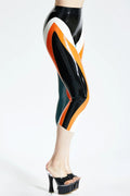 Latex Multi-Panel Leggings in Black, Orange and White Trim – Women's Latex Leggings