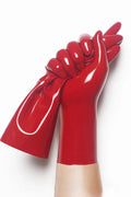 Classic Short Moulded Latex Gloves — Red