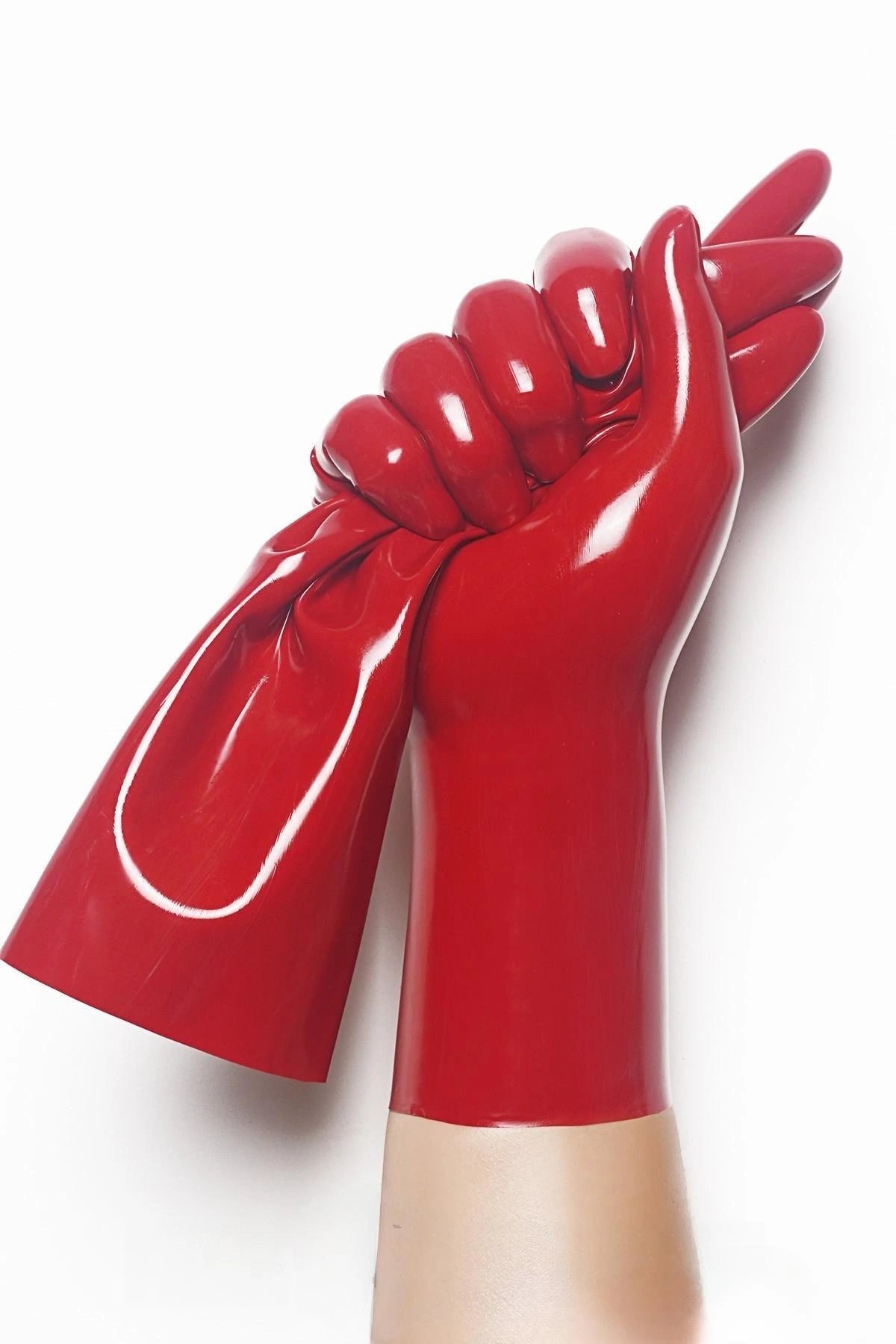 Classic Short Moulded Latex Gloves — Red