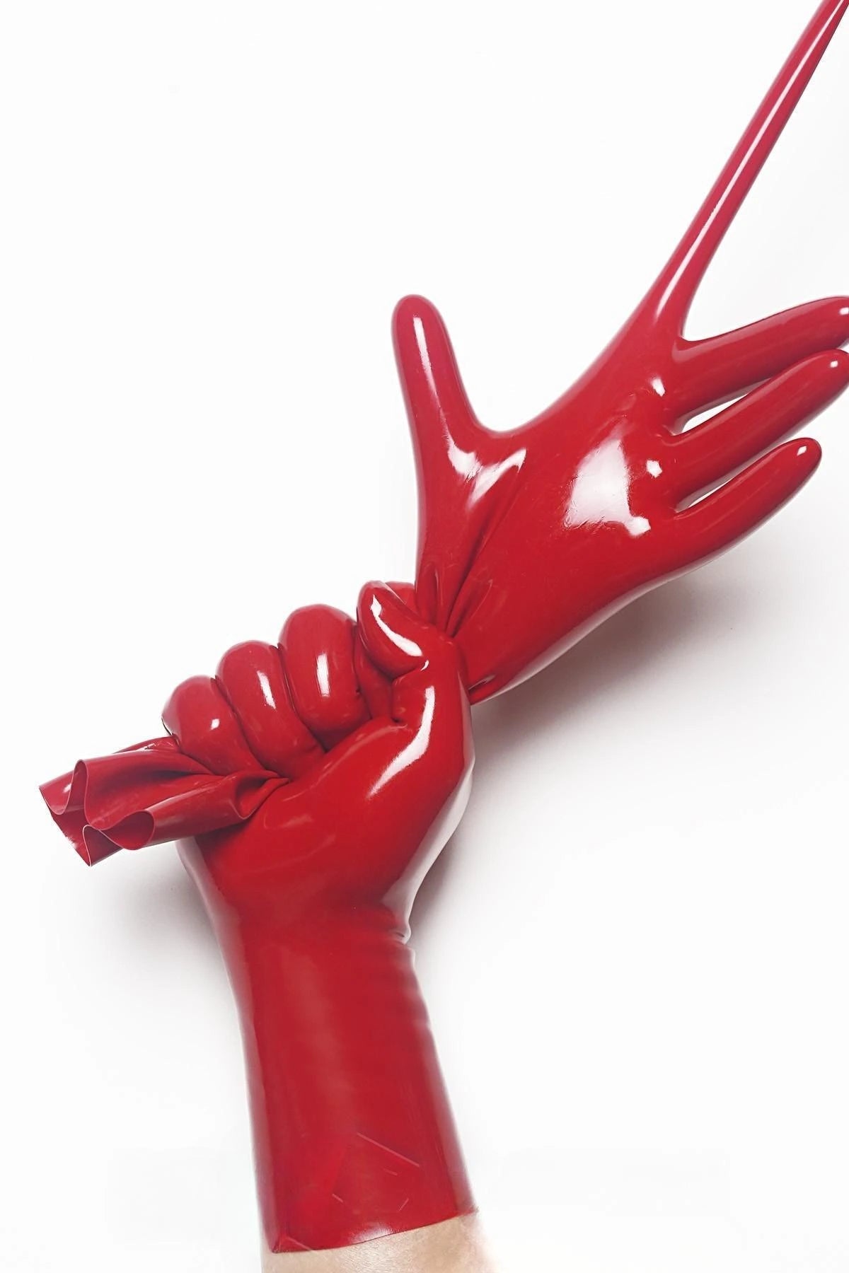 Classic Short Moulded Latex Gloves — Red