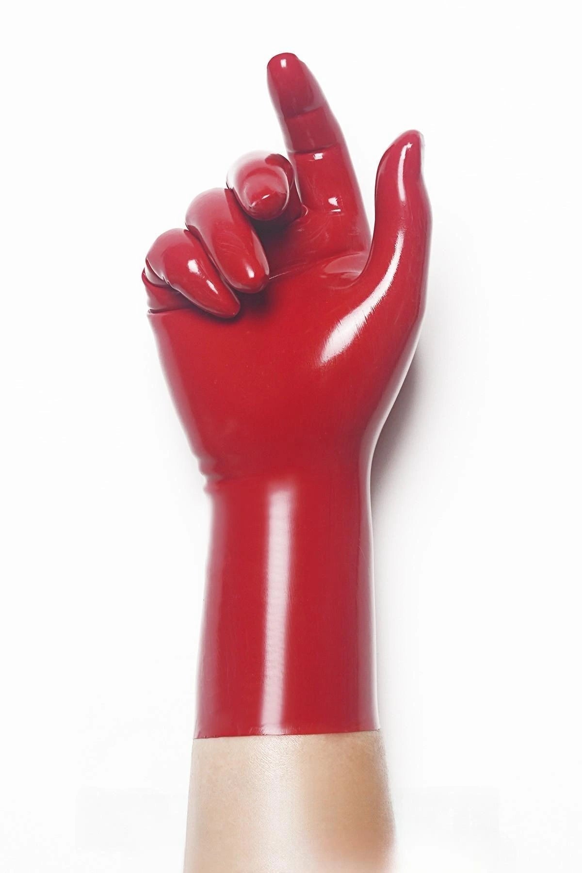 Classic Short Moulded Latex Gloves — Red
