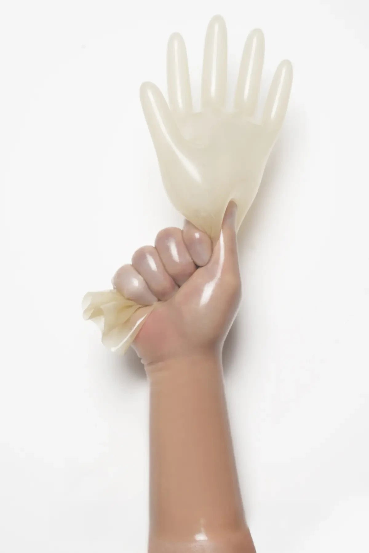 Classic Short Moulded Latex Gloves — Translucent Natural