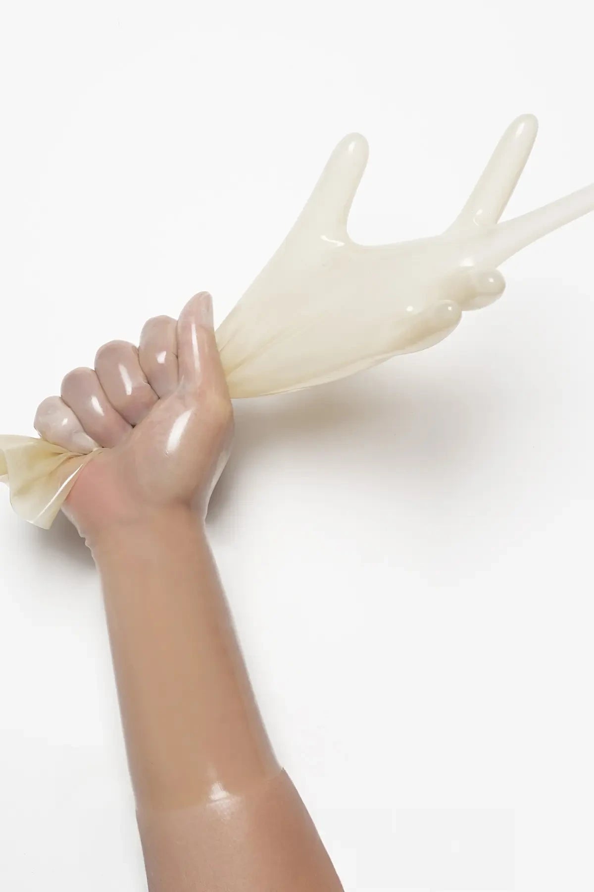 Classic Short Moulded Latex Gloves — Translucent Natural