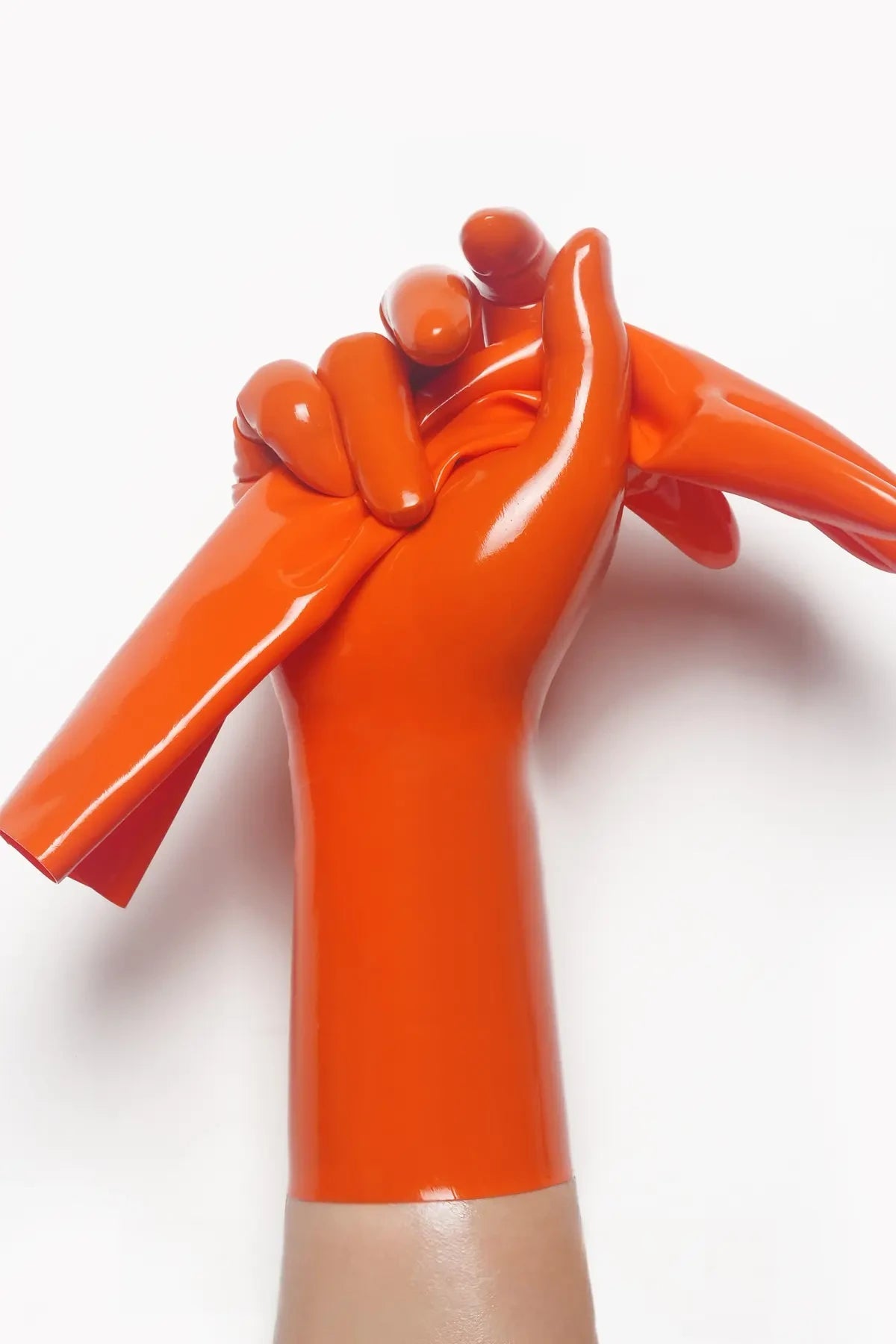 Classic Short Moulded Latex Gloves — Orange