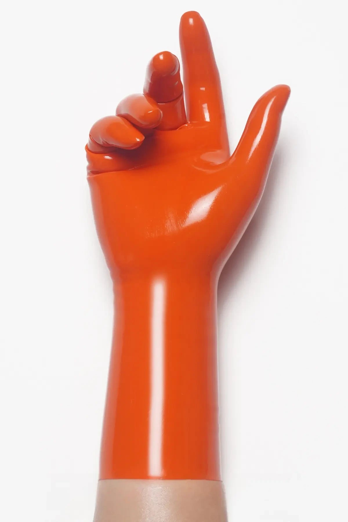 Classic Short Moulded Latex Gloves — Orange